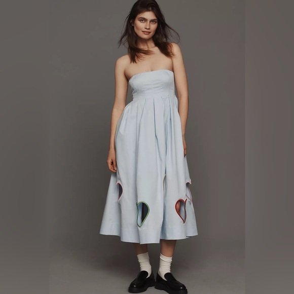 Mare Mare Strapless Cut-Out Hearts A-Line Midi Dress by Anthropologie - Picture 4 of 11